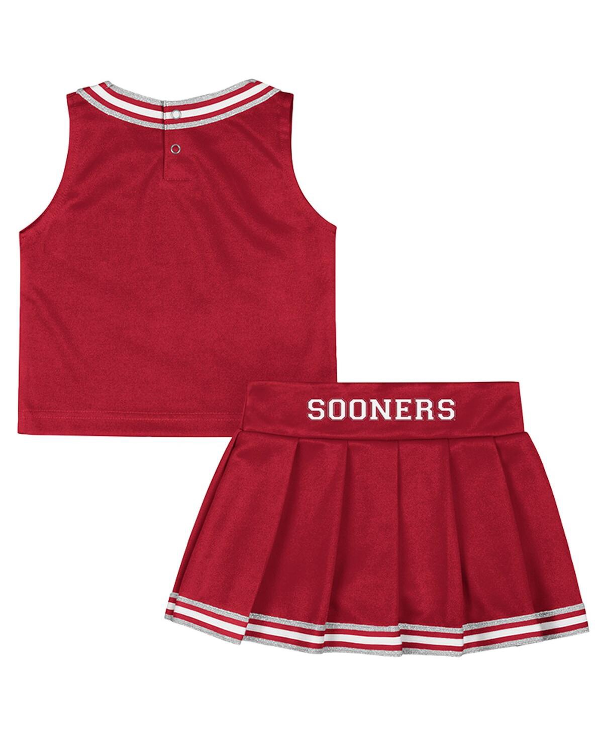 Colosseum Girls Toddler 2-Piece Crimson Oklahoma Sooners Lollipop Park Cheer Set