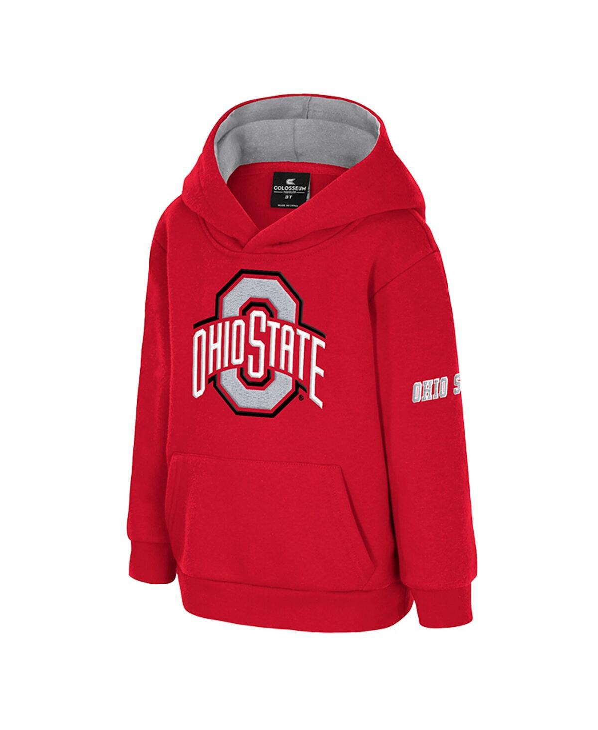 Colosseum Toddler Scarlet Ohio State Buckeyes Big Logo Volume Fleece Pullover Hoodie In Red