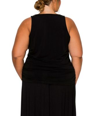 Plus Size Cheetah Burnout Side Ruched Tank Top