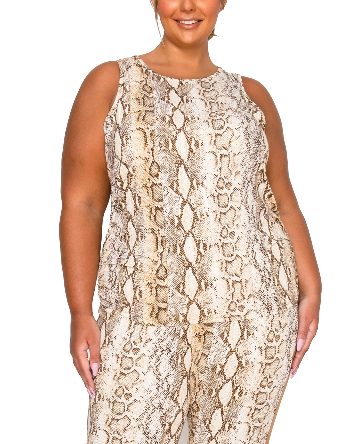 Coin 1804 Plus Python Side Ruched Tank Top