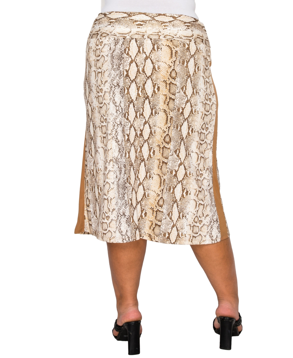 Coin 1804 Plus Python Side Contrast Fold Over Midi Skirt