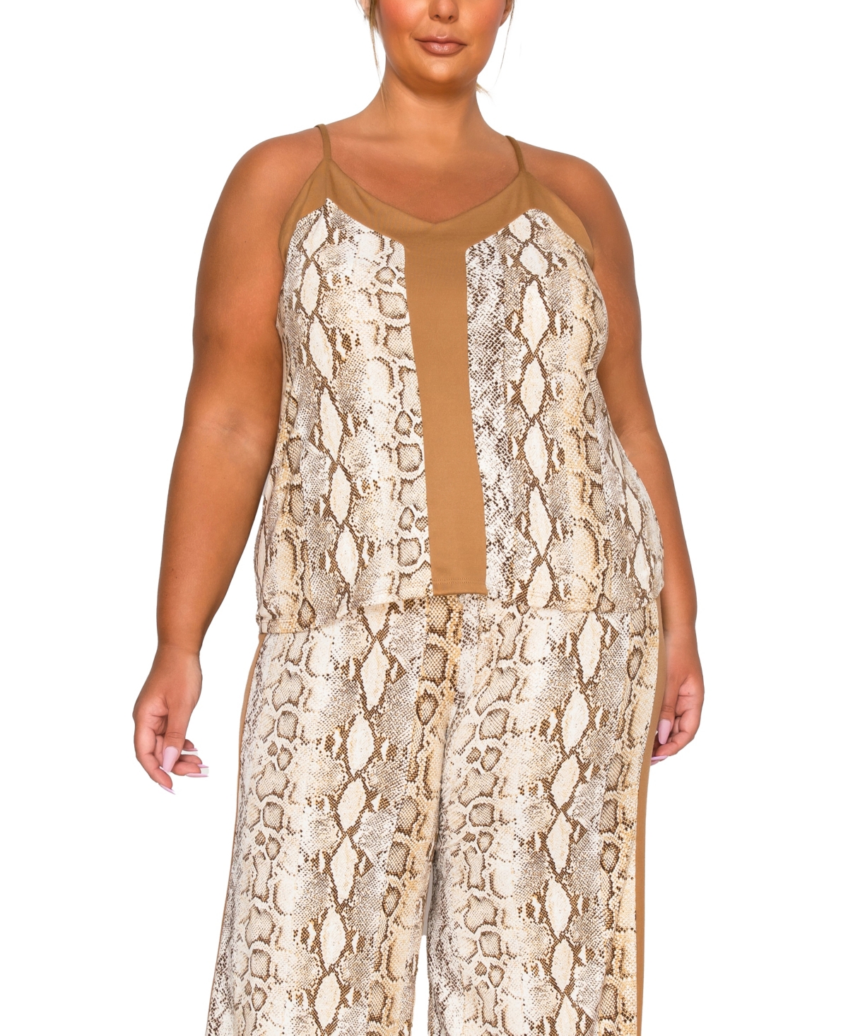 Coin 1804 Plus Python Contrast Panel Cami Top