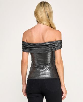 Juniors Lurex Off-The-Shoulder Top
