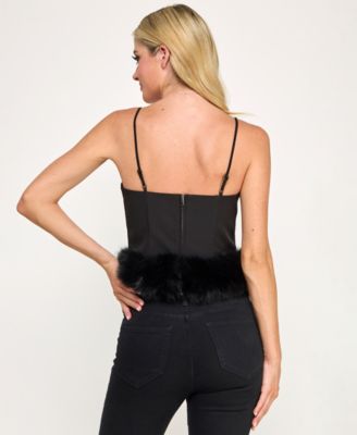 Juniors' Faux Fur-Hem Top
