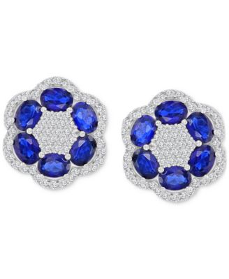 Blue (2.4 ct. t.w.) and White (0.5 ct. t.w.) Sapphire Stud Earrings in Sterling Silver