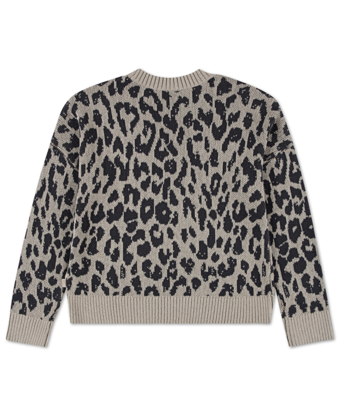 Abercrombie Girls Leopard Crew Sweater In Black