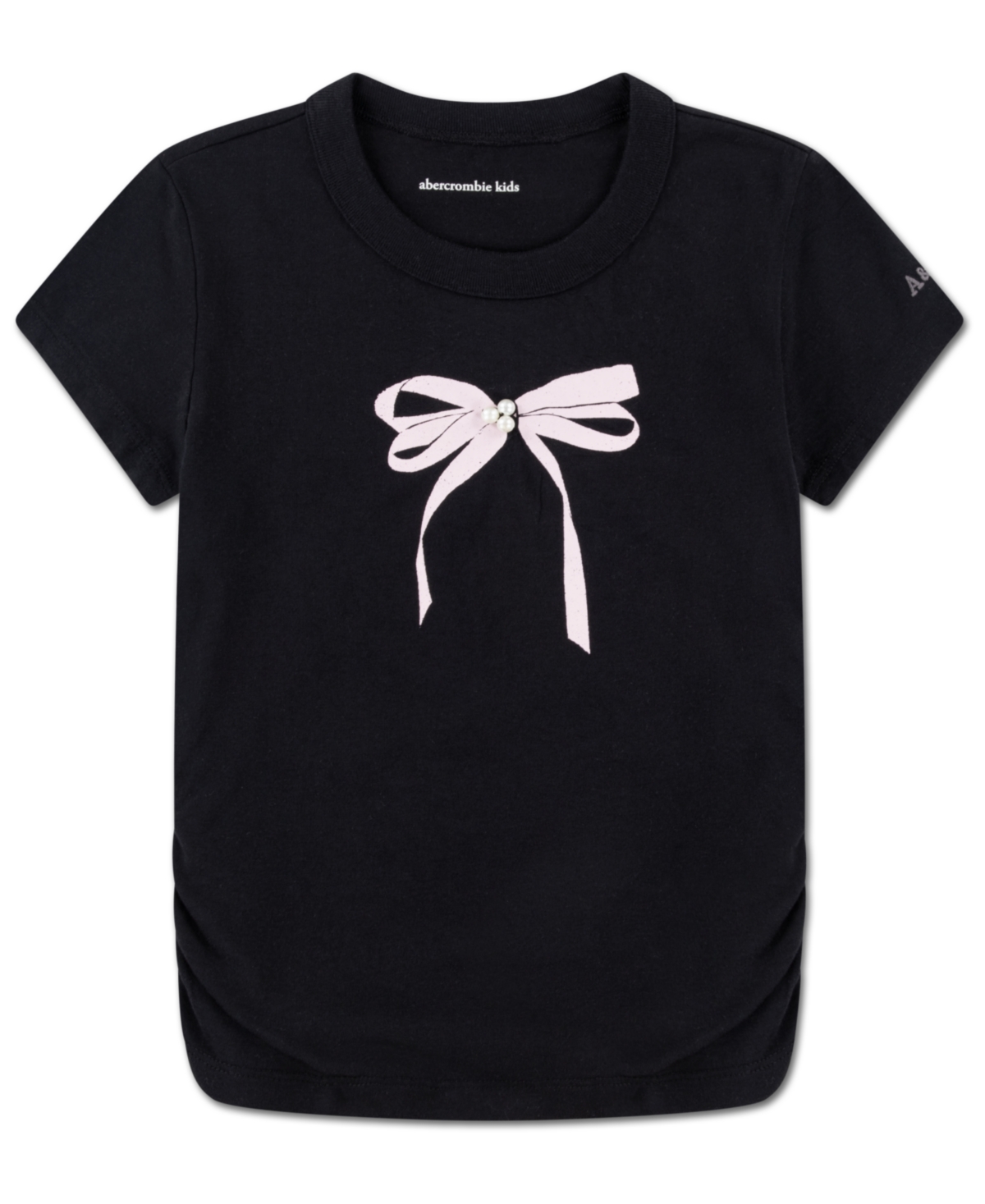 Abercrombie Girls Pearl Bow Ruched T-shirt In Black