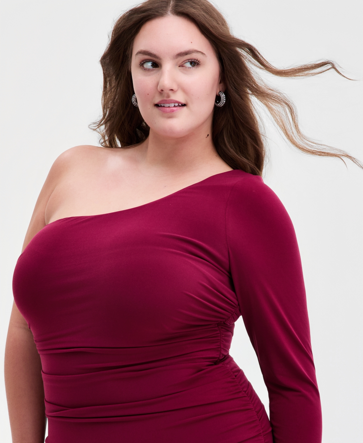 Seni & Cade Trendy Plus One-Shoulder Ruched Dress