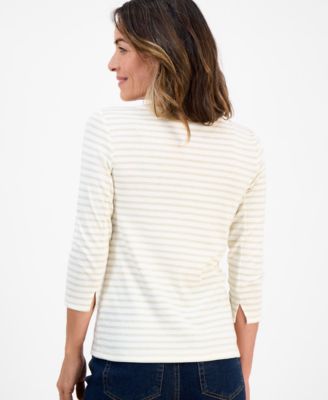 Petite Pattern Boat-Neck Top, Macy's Exclusive