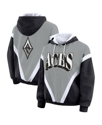 WEAR by Erin Andrews - Women's Black/Gray Las Vegas Aces Colorblock Full-Zip Windbreaker Jacket