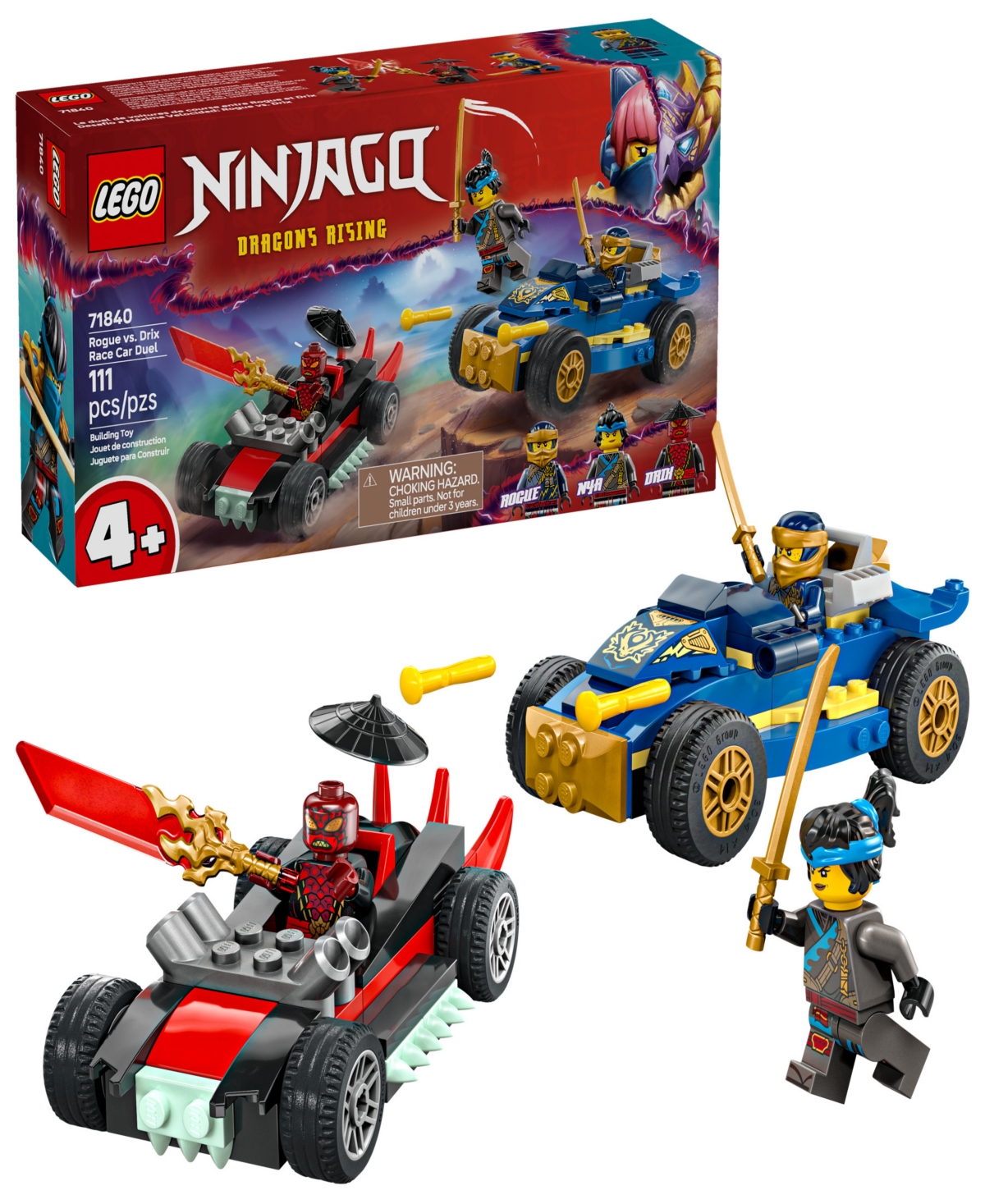 Lego Ninjago Rogue Vs. Drix Race Car Duel 71840, 111 Pieces In Multi