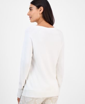 Petite Button-Detail Sweater, Macy's Exclusive