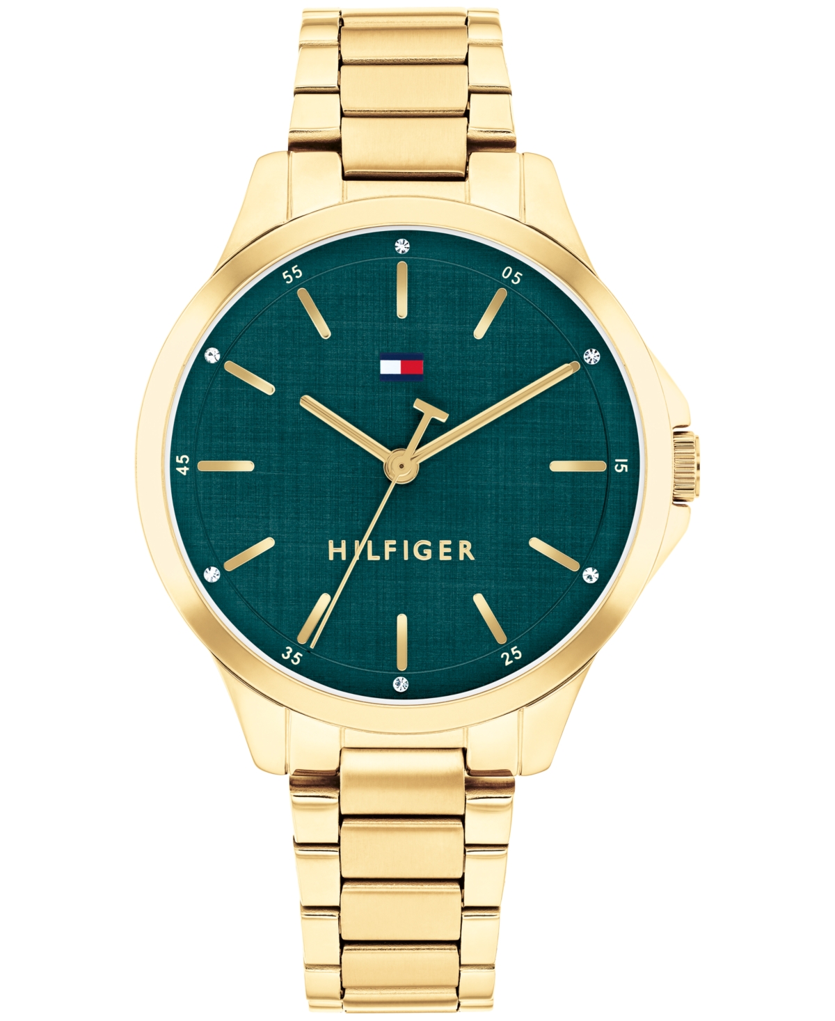 Tommy Hilfiger Women's Quartz Gold Tone Stainless Steel Bracelet Watch, 34mm In Gold