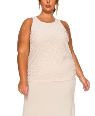 Plus Size Cheetah Burnout Side Ruched Tank Top