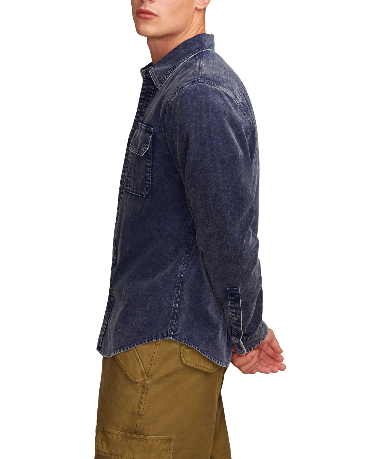 Lucky Brand Indigo Cotton Corduroy Button-up Shirt In Blue