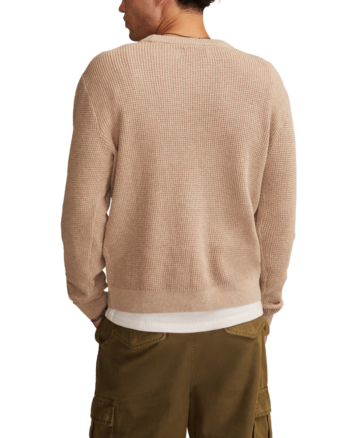 Lucky Brand Men's Waffle Crewneck Sweater In Brown
