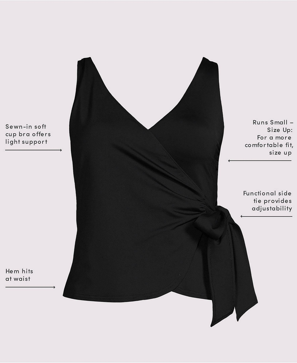 Lands' End Women's Ddd-Cup Side Tie Tankini Top