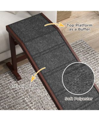 Foldable Pet Ramp for Dogs Non-slip Carpet Platform 74"L x 16"W x 25"H