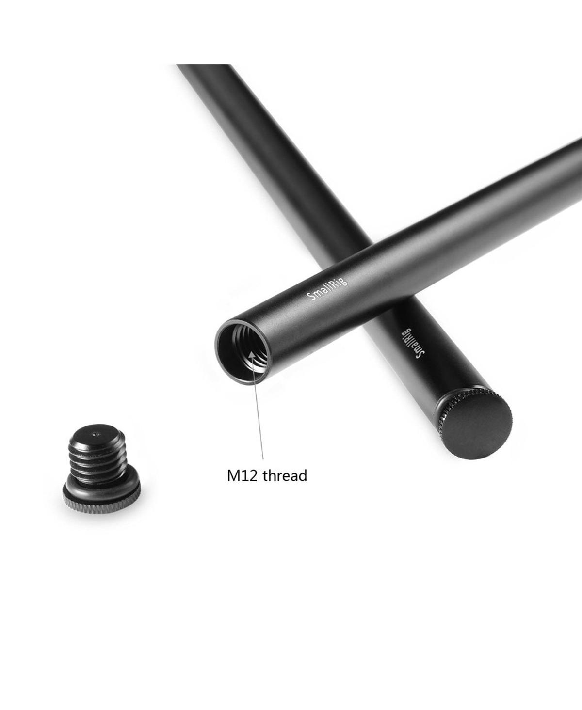 SmallRig 15mm Black Aluminum Alloy Rod Pair, M12 Thread, 16"