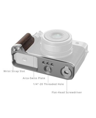 L-Shape Mount Plate with Wooden Handle for Fujifilm GFX100RF Camera