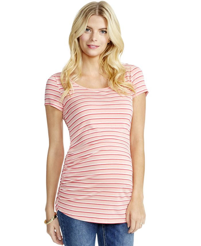Jessica Simpson Maternity Striped Cut Out Shoulder Maternity
