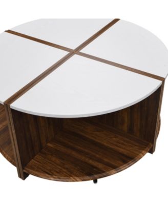 4 Piece of Industrial Round Coffee Table, Sturdy and Easy Assembly, 2-Tier with Storage for Living Room, Garden.