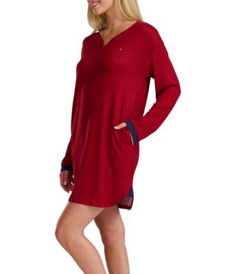 Women's Long Sleeve Henley Sleepshirt
