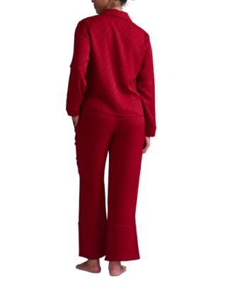 Women's 2-Pc. Satin Logo Notch Collar Pajamas Set