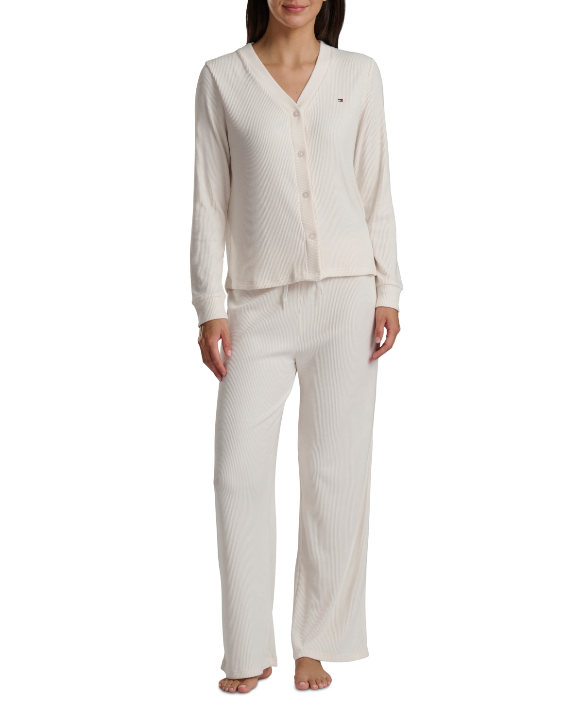 Tommy Hilfiger Women's 2-piece Long Sleeve Cardigan And Pants Set In White