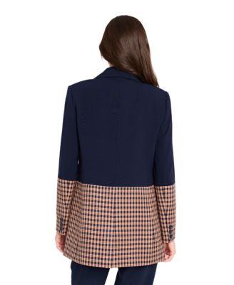 Petite Houndstooth Color Block Jacket