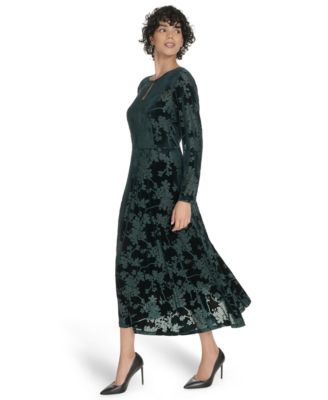 Women's Keyhole Printed Midi Dress