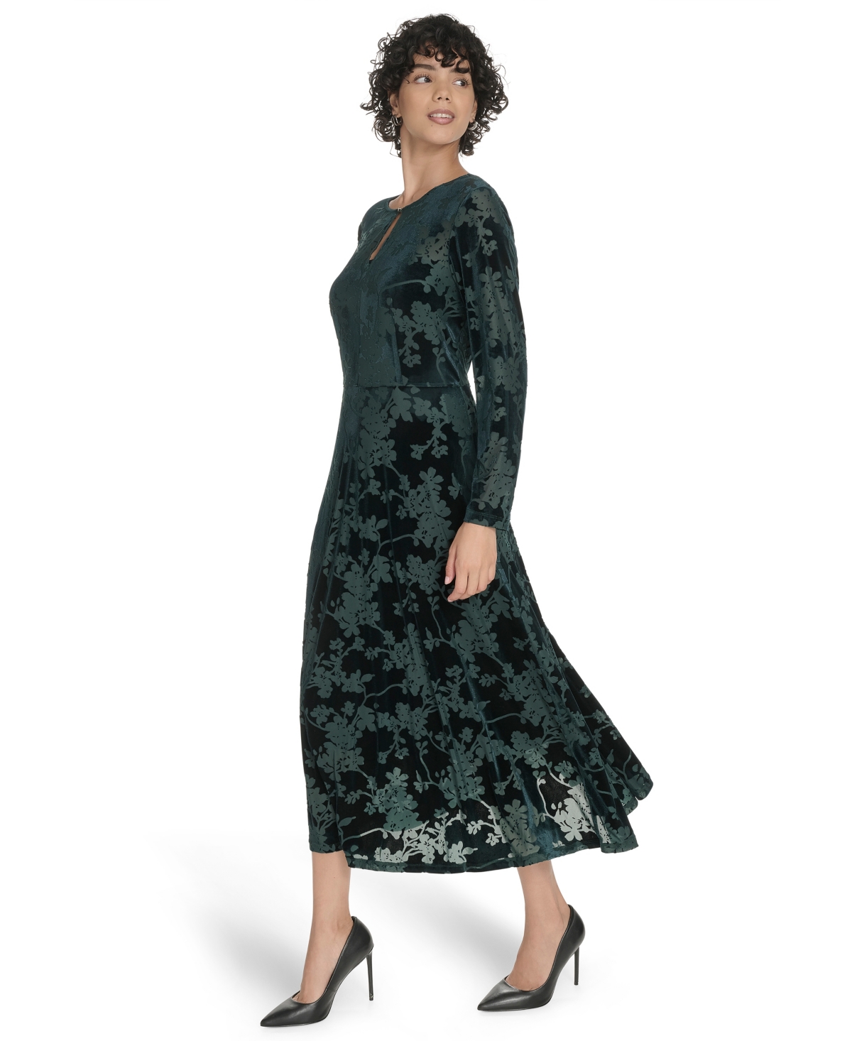 Tommy Hilfiger Women's Keyhole Printed Midi Dress In Green