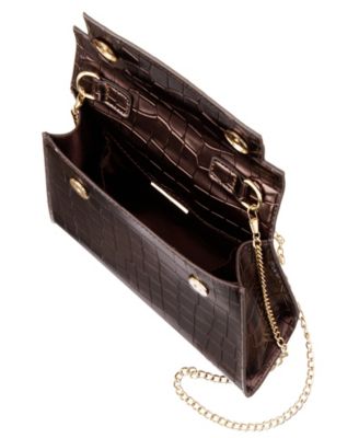 Mini Croco Embossed Magnetic Snap Satchel Bag