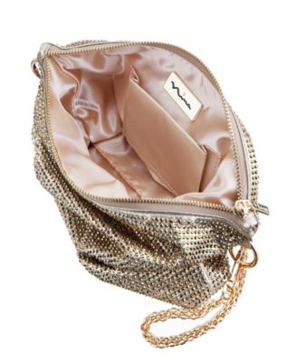 Crystal Embellished Zipper Hobo Bag