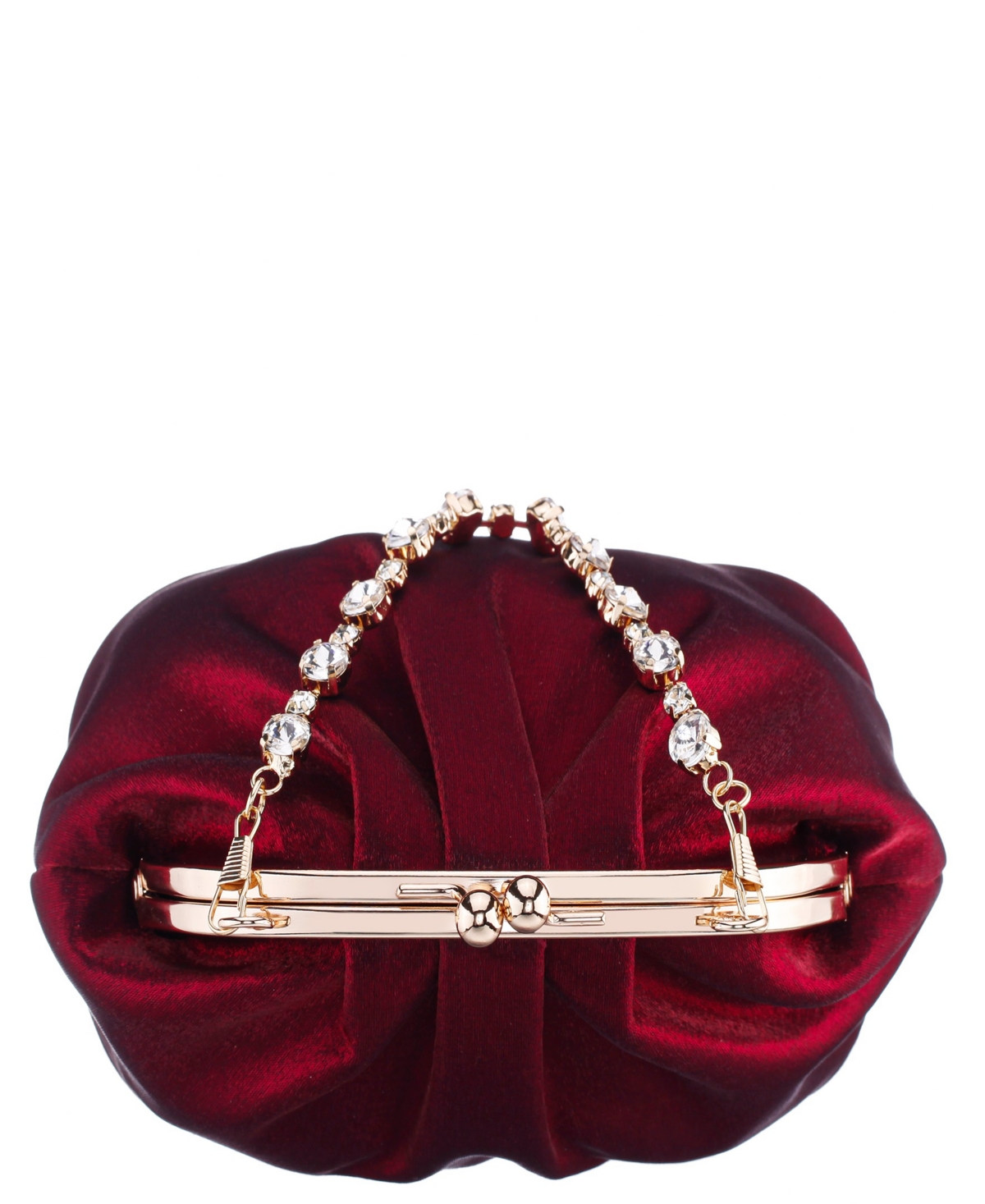Nina Vintage Style Crystal Handle Frame Clutch In Burgundy