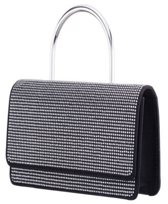 Elongated Crystal Magnetic Snap Satchel Bag