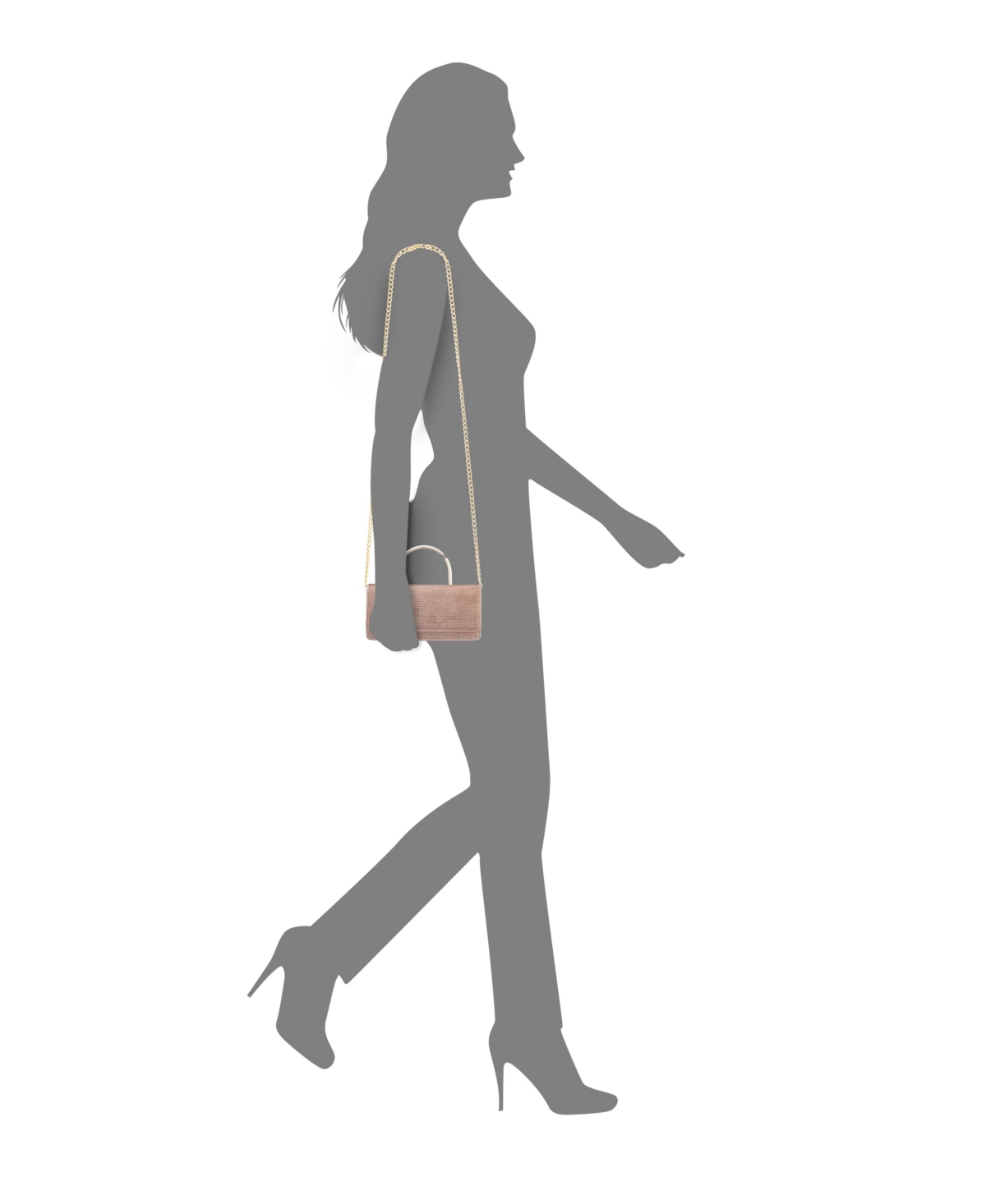 Nina Elongated Crystal Magnetic Snap Satchel Bag In Brown