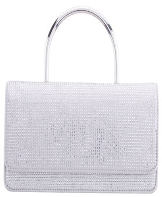 Elongated Crystal Magnetic Snap Satchel Bag
