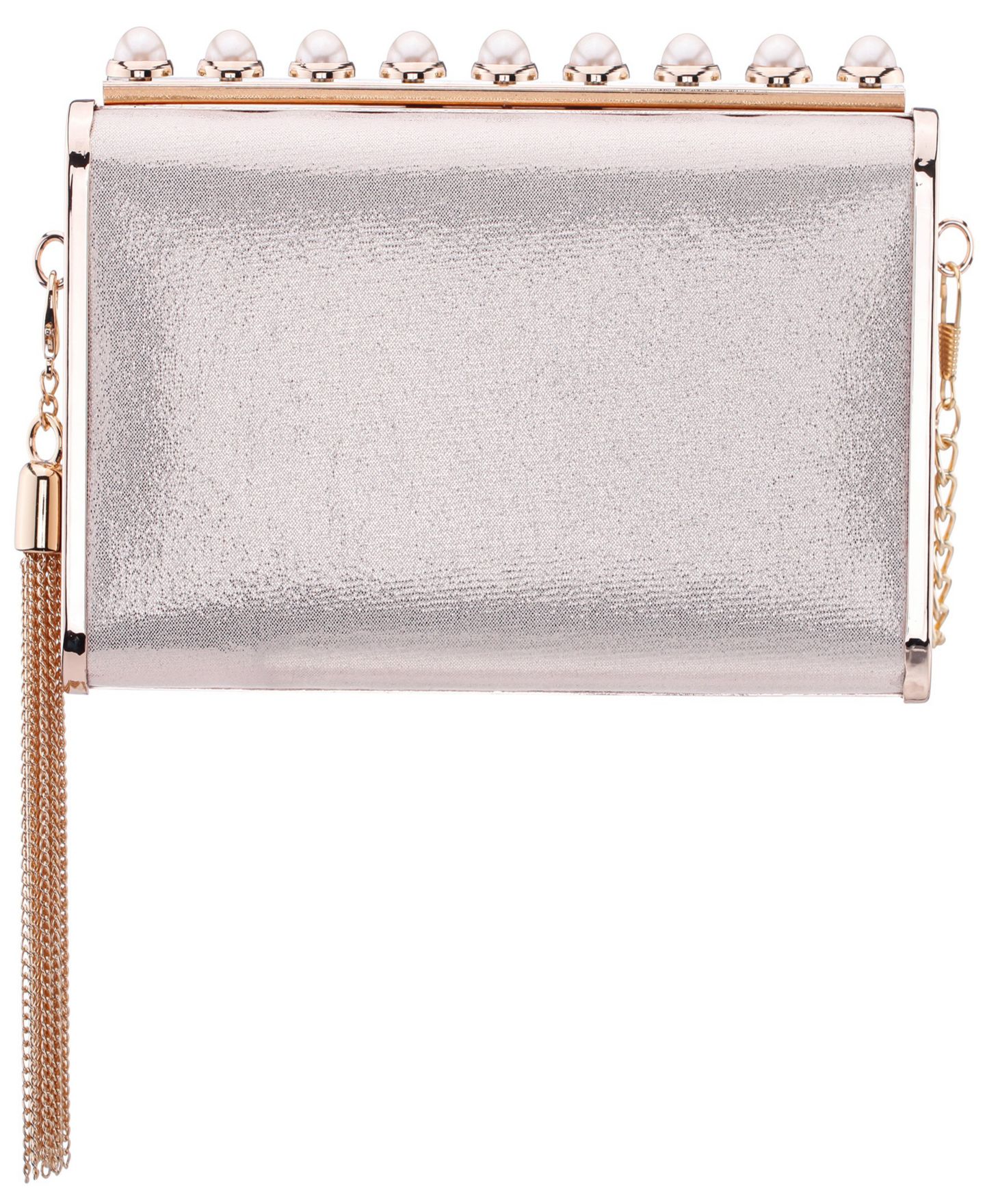 Женский клатч Nina Crystal Ornamented Minaudiere Tassel Lift Lock Clutch, цвет: Platino — фото 8