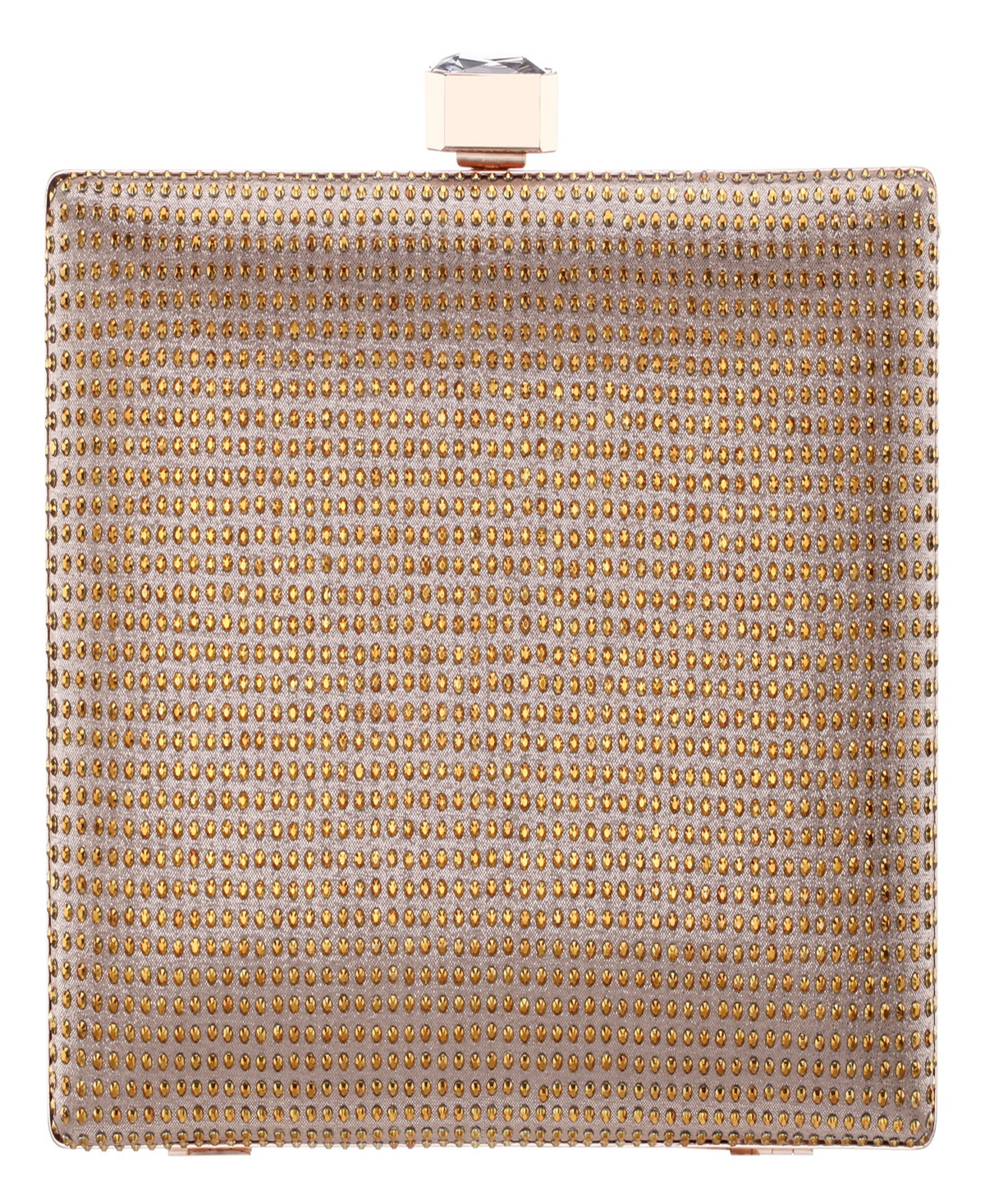 Nina Crystal Minaudiere Lift Lock Clutch In Brown
