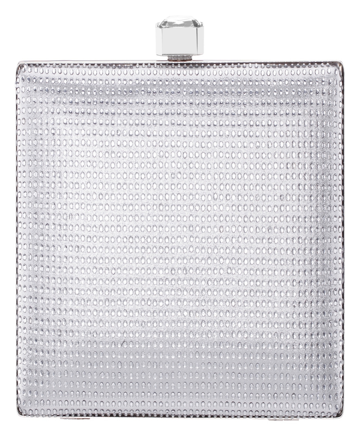 Nina Crystal Minaudiere Lift Lock Clutch In Silver