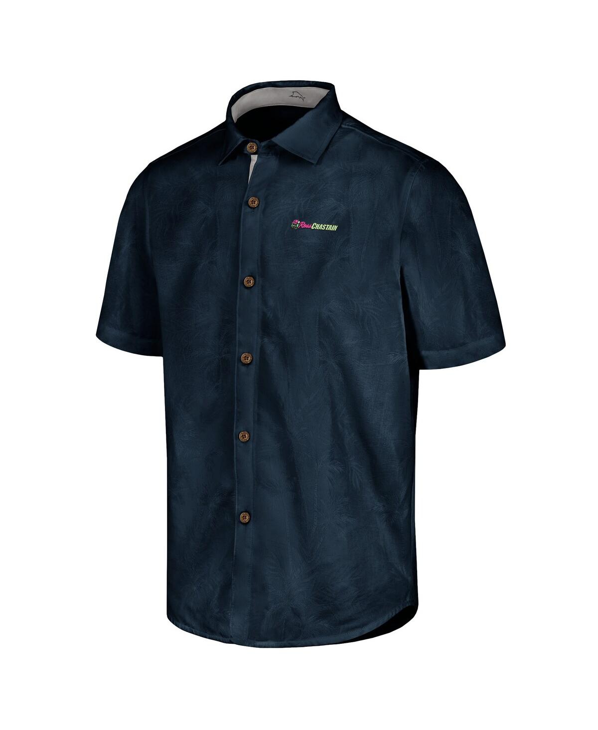 Tommy Bahama Men's Navy Ross Chastain Sport Coconut Point Palm Vista Islandzone Button-up Camp Shirt In Blue