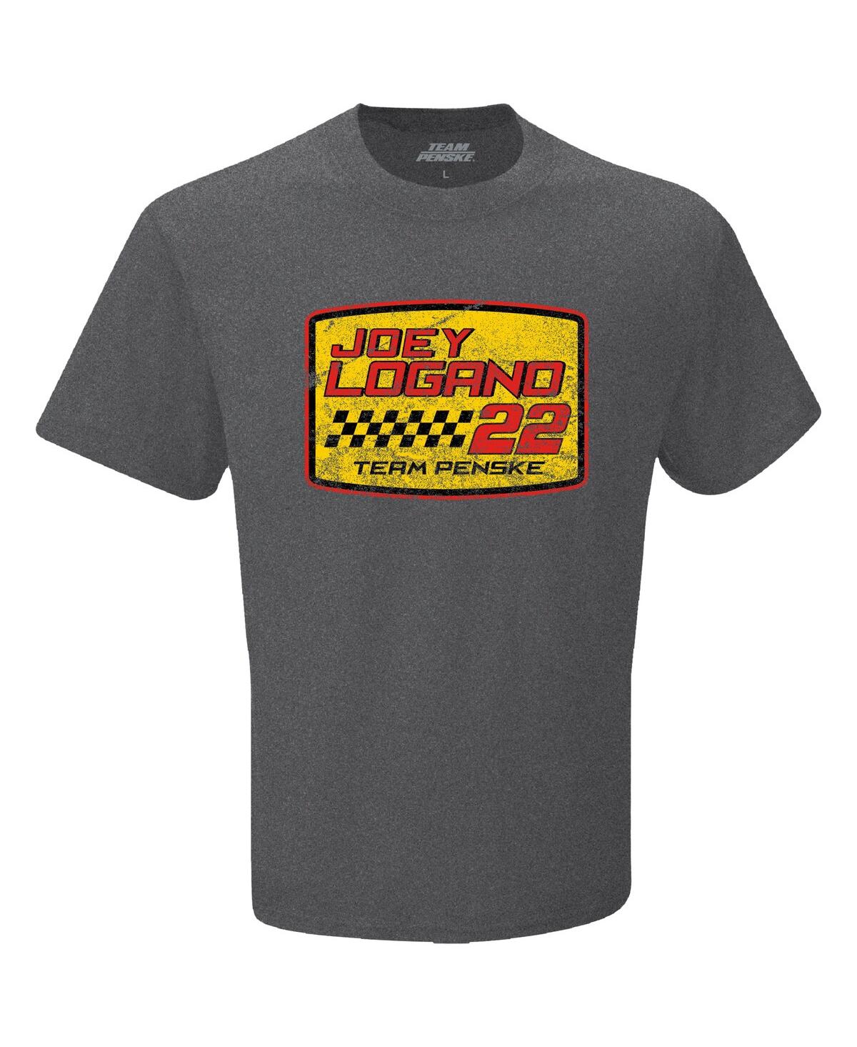 Team Penske Men's Heather Charcoal Joey Logano T-shirt In Gray