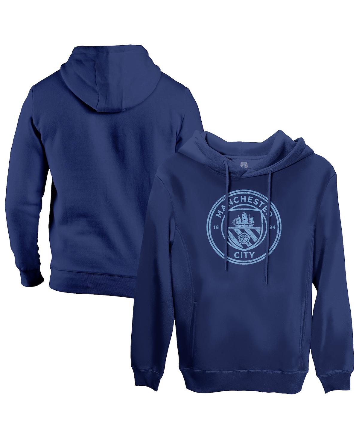 1863fc Men's Navy Manchester City Mono Badge Fleece Pullover Hoodie In Blue