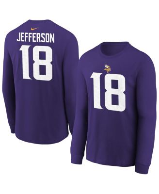 Nike - Big Boys and Girls Justin Jefferson Purple Minnesota Vikings Player Name Number Long Sleeve T-Shirt