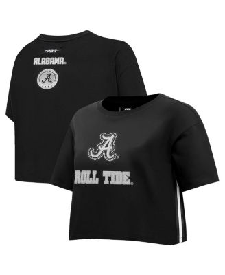 Pro Standard - Women's Black Alabama Crimson Tide Rhinestone Cultivated Pearl Boxy Cropped T-Shirt