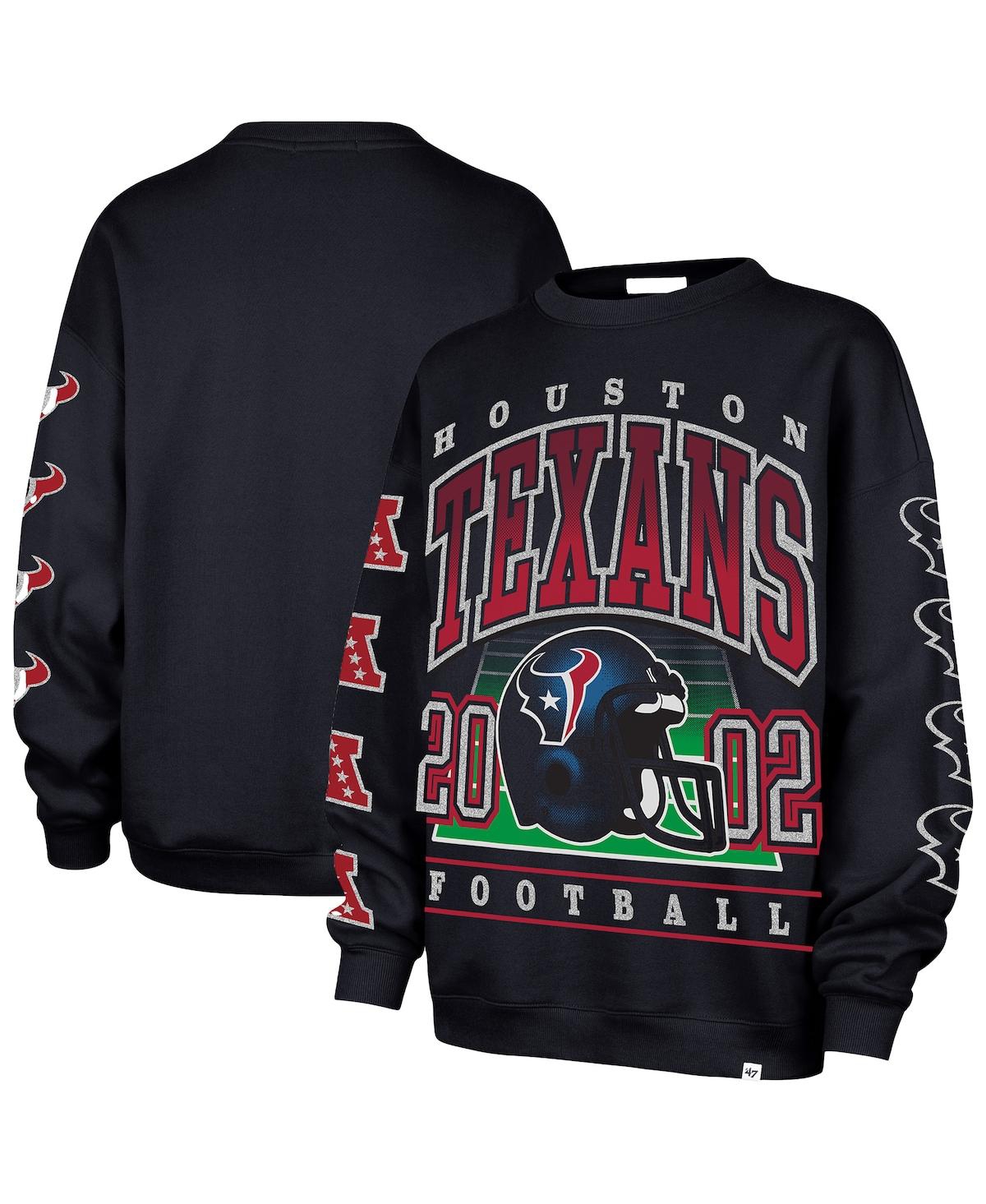 47 Brand Women's Navy Houston Texans Go Big Oversized Pullover Sweatshirt In Black
