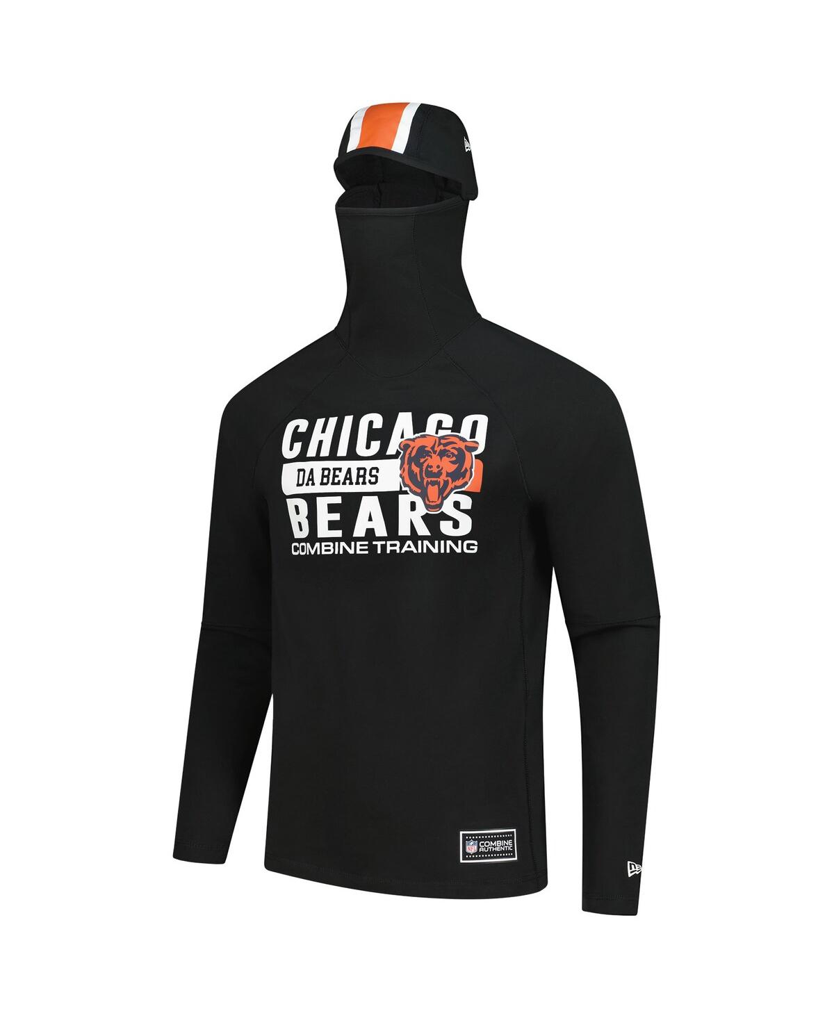 New Era Men's Black Chicago Bears Functional Fandom Balaclava Helmet Stripe Tri-blend Hoodie In Black