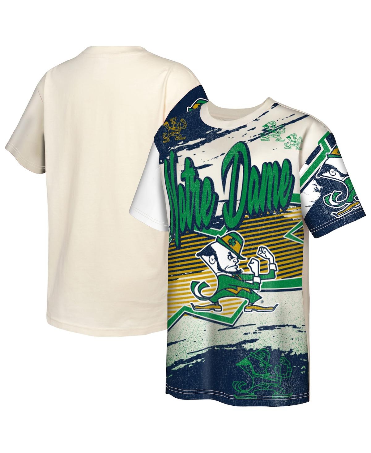 Outerstuff Big Boys And Girls Cream Notre Dame Fighting Irish Make Noise T-shirt In Animal Print