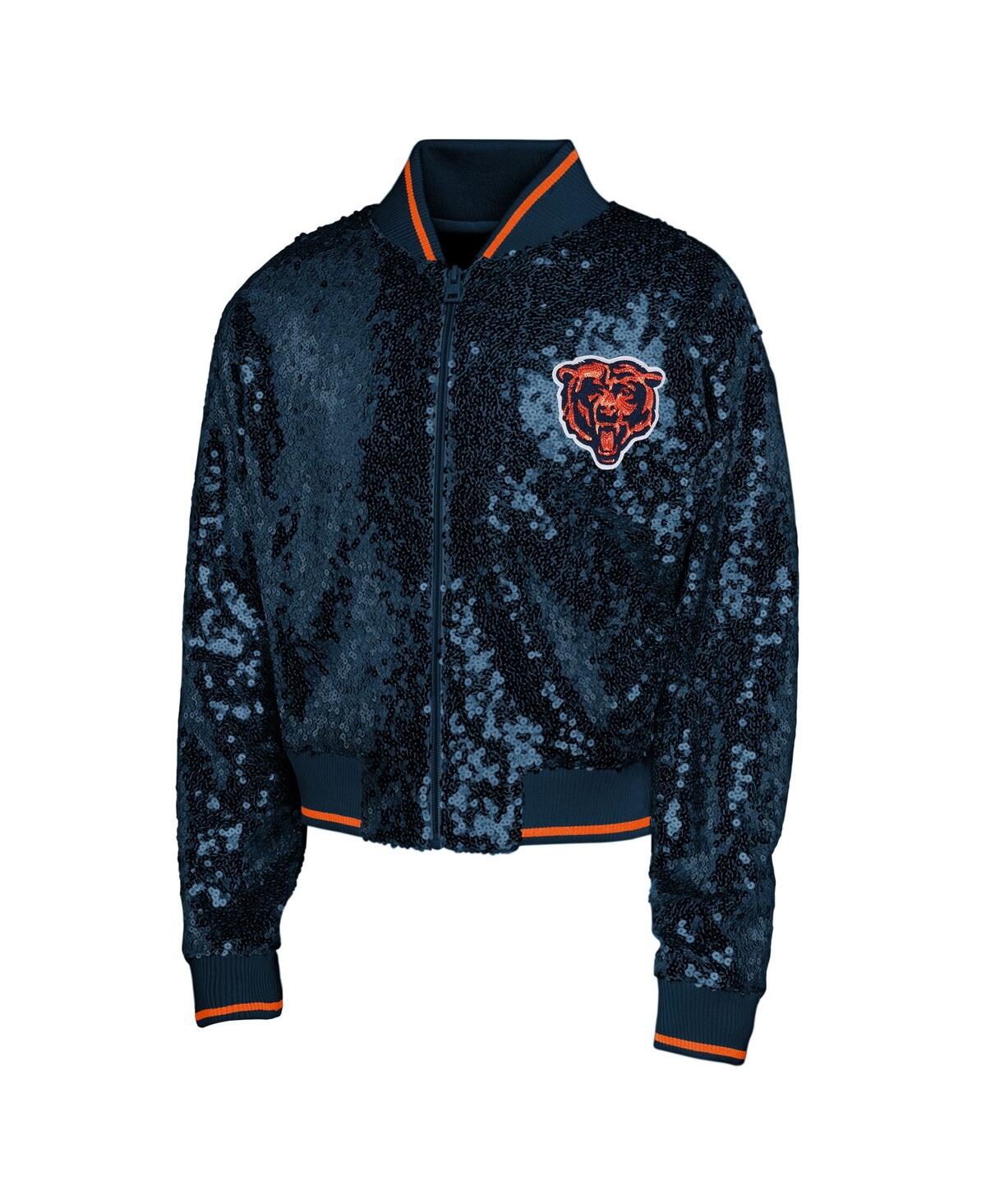 Outerstuff Big Boys And Girls Navy Chicago Bears Glam Squad Sequin Jacket In Blue